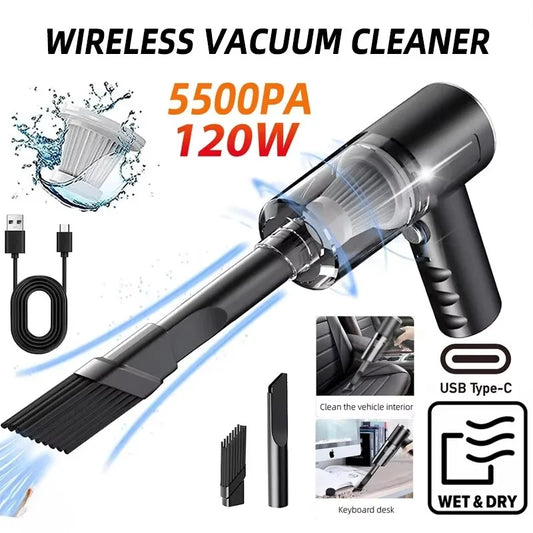 1PC Wireless Vacuum Cleaner 120W High Power Black Dual Use for Home And Car Powerful Portable Handheld Vacuum